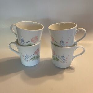 Corning Corelle Coffee Cups Mugs Set of 4 Floral Pastel Ballet Vintage ‘90s